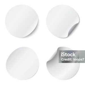 Realistic Paper Stickers. Round Adhesive Tags. Wrapped White Paper Bookmarks, Blank Labels Vector Illustration